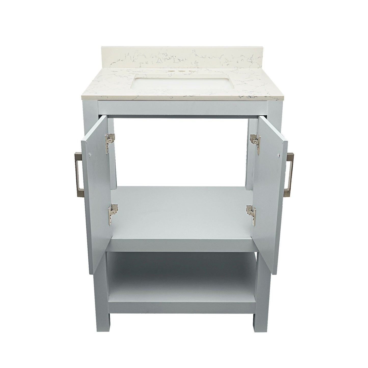 Ella's Bubbles Taos 25" Gray Bathroom Vanity With Lyra White Quartz Stone Top With Backsplash and Sink