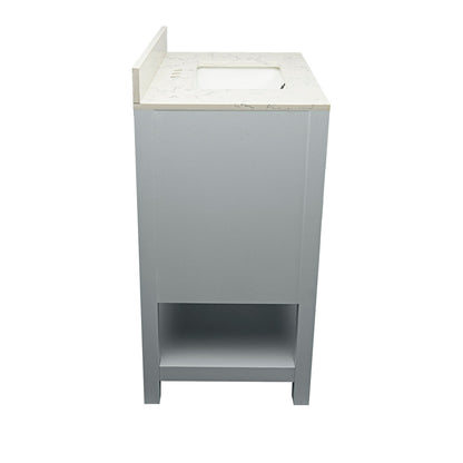 Ella's Bubbles Taos 25" Gray Bathroom Vanity With Lyra White Quartz Stone Top With Backsplash and Sink