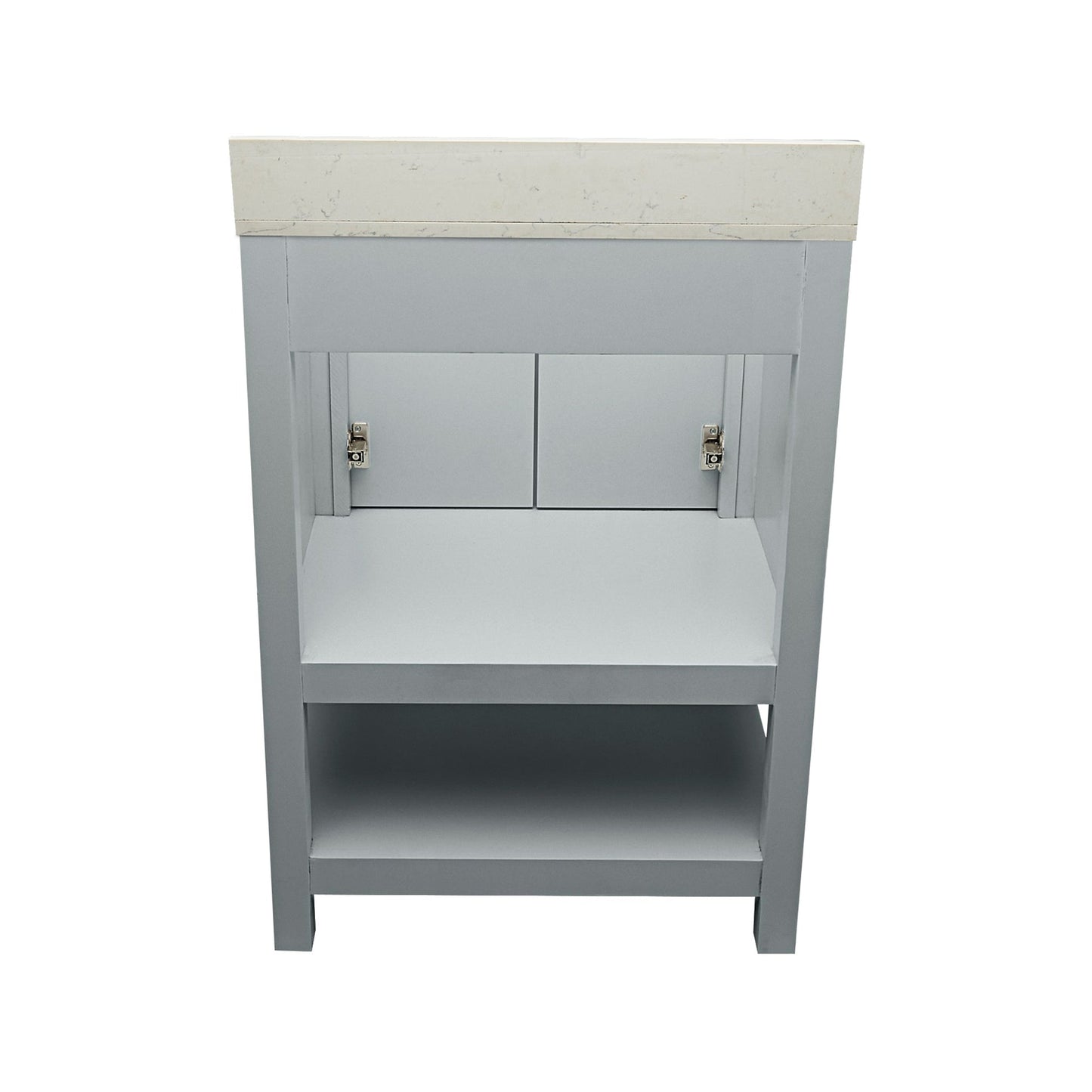 Ella's Bubbles Taos 25" Gray Bathroom Vanity With Lyra White Quartz Stone Top With Backsplash and Sink