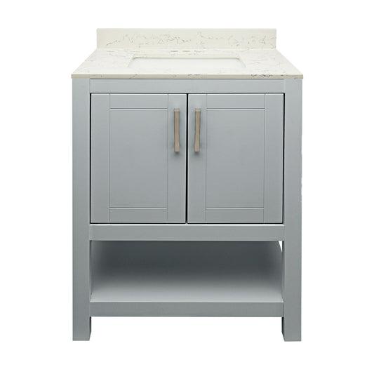 Ella's Bubbles Taos 25" Gray Bathroom Vanity With Lyra White Quartz Stone Top With Backsplash and Sink