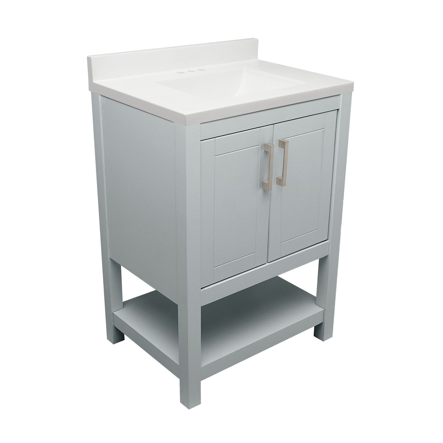 Ella's Bubbles Taos 25" Gray Bathroom Vanity With White Cultured Marble Top With White Backsplash and Sink