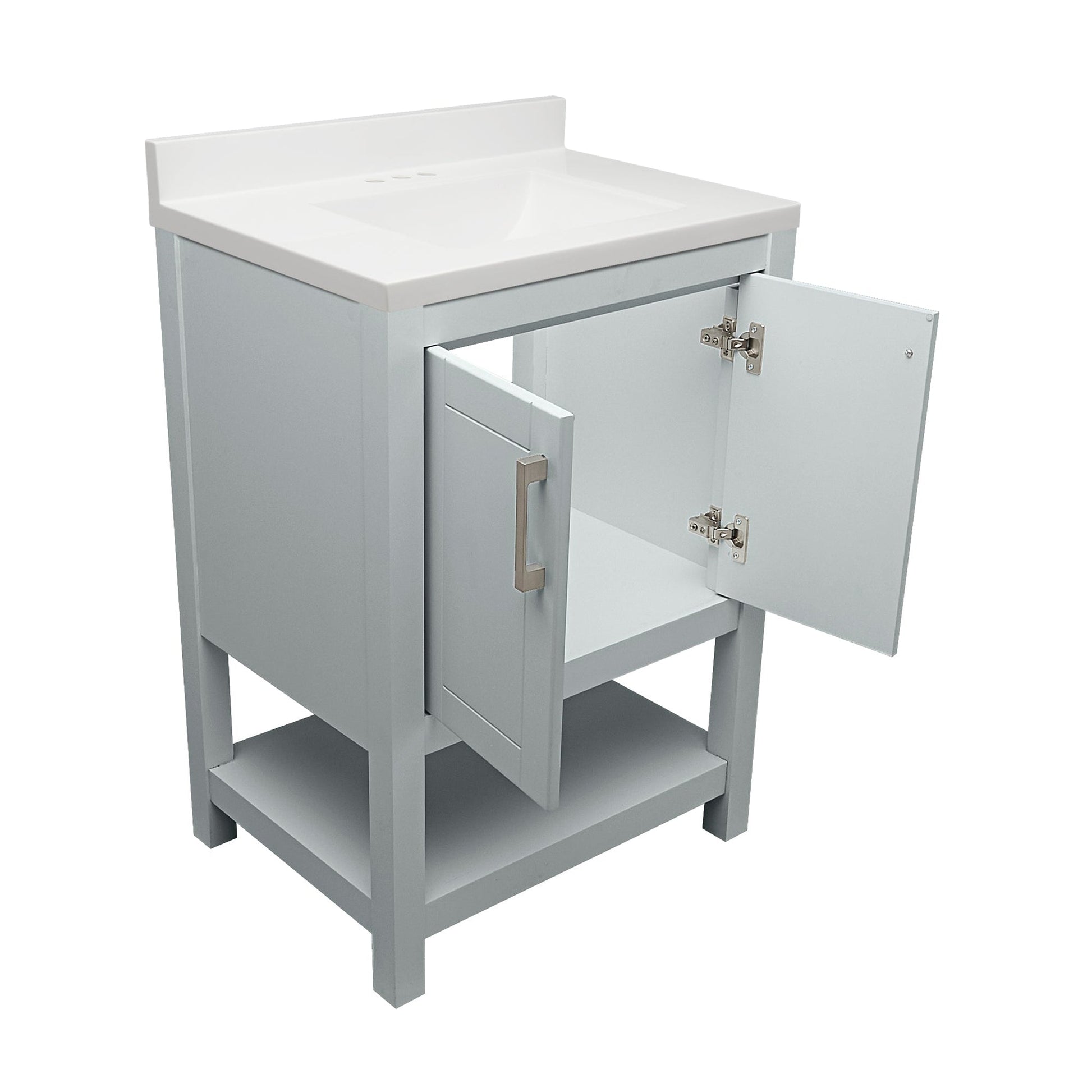 Ella's Bubbles Taos 25" Gray Bathroom Vanity With White Cultured Marble Top With White Backsplash and Sink