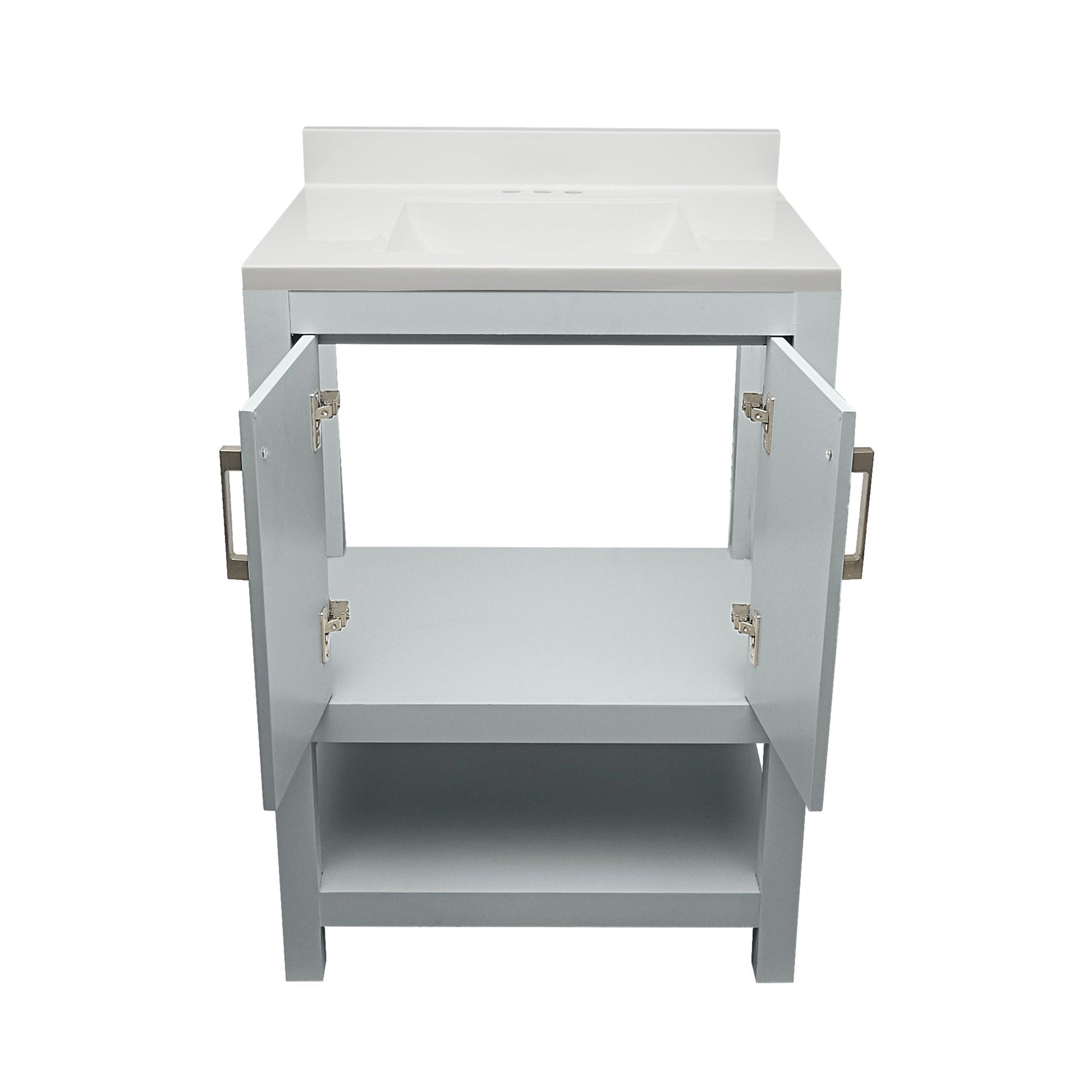 Ella's Bubbles Taos 25" Gray Bathroom Vanity With White Cultured Marble Top With White Backsplash and Sink