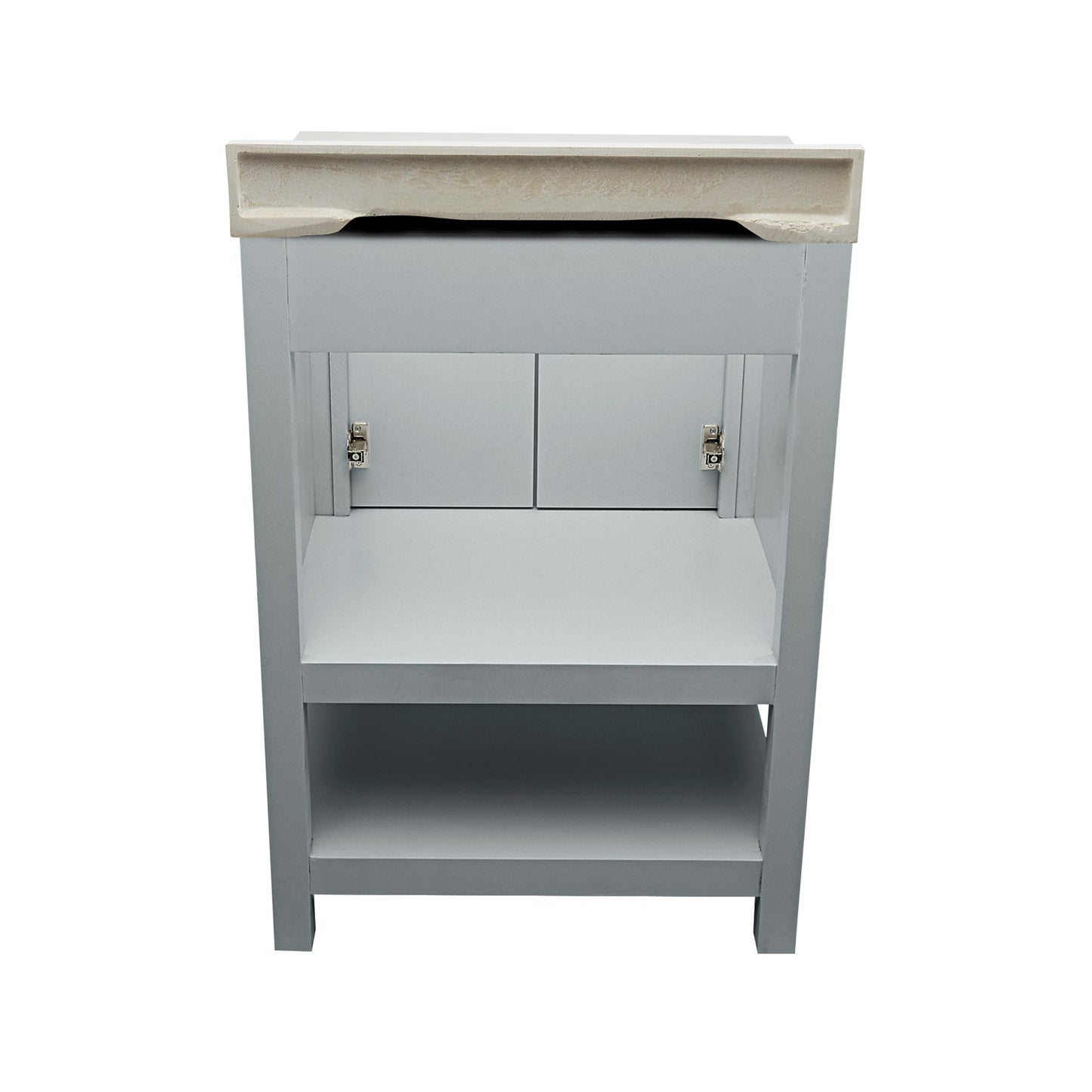 Ella's Bubbles Taos 25" Gray Bathroom Vanity With White Cultured Marble Top With White Backsplash and Sink