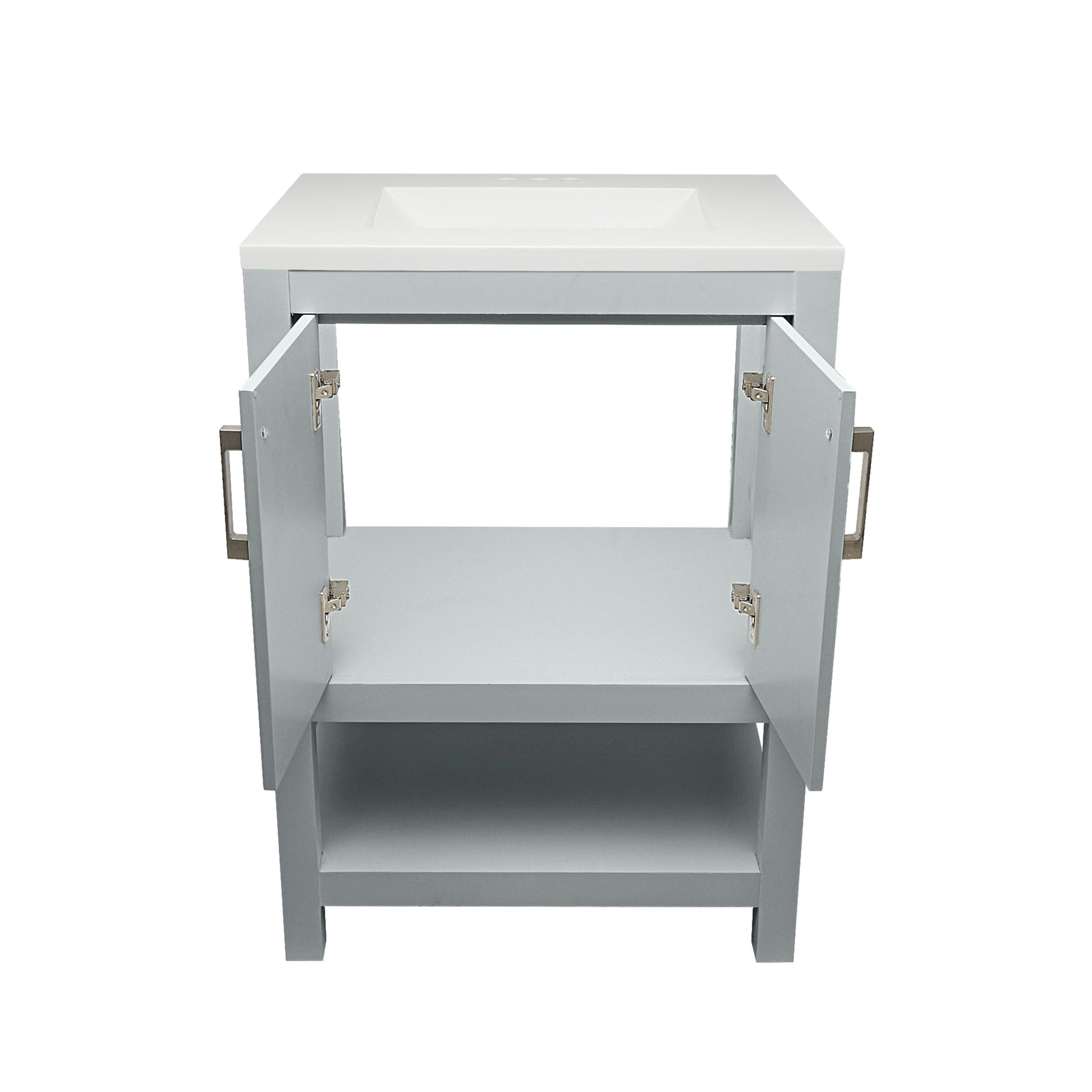 Ella's Bubbles Taos 25" Gray Bathroom Vanity With White Cultured Marble Top and Sink