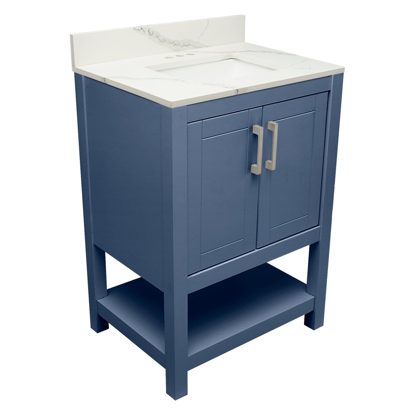 Ella's Bubbles Taos 25" Navy Blue Bathroom Vanity With Calacatta White Quartz Stone Top With Backsplash and Sink