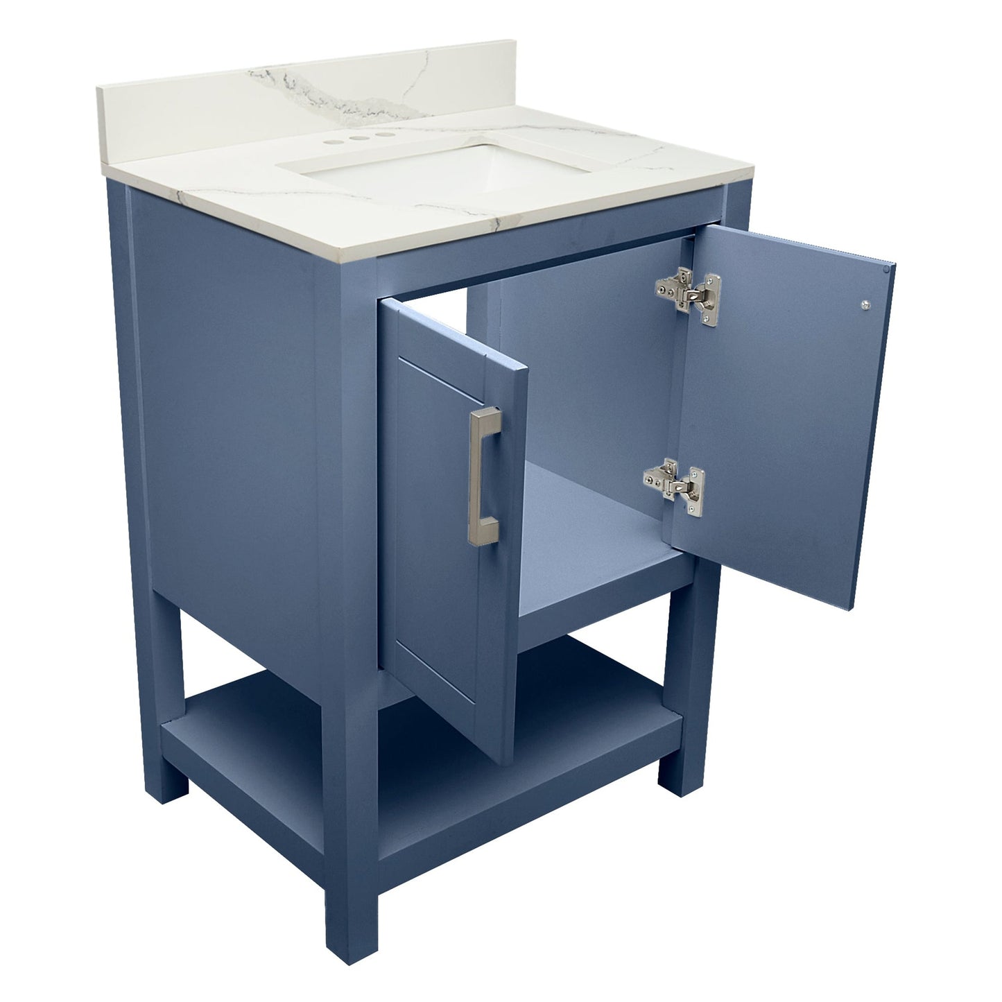 Ella's Bubbles Taos 25" Navy Blue Bathroom Vanity With Calacatta White Quartz Stone Top With Backsplash and Sink