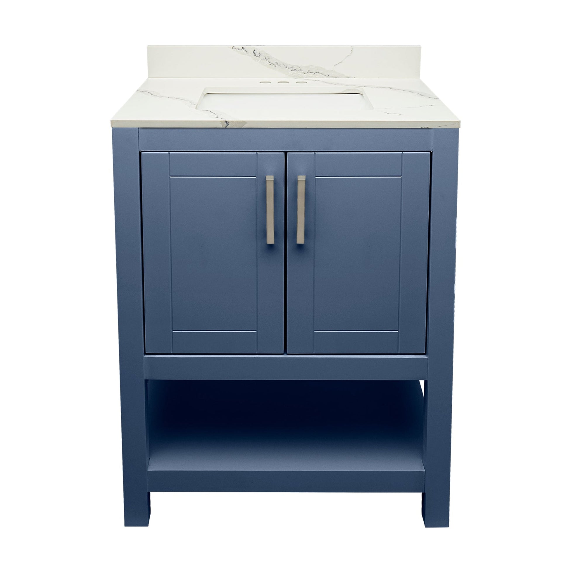 Ella's Bubbles Taos 25" Navy Blue Bathroom Vanity With Calacatta White Quartz Stone Top With Backsplash and Sink