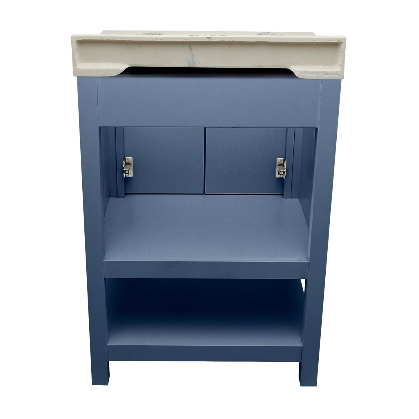 Ella's Bubbles Taos 25" Navy Blue Bathroom Vanity With Carrara White Cultured Marble Top With Backsplash and Sink