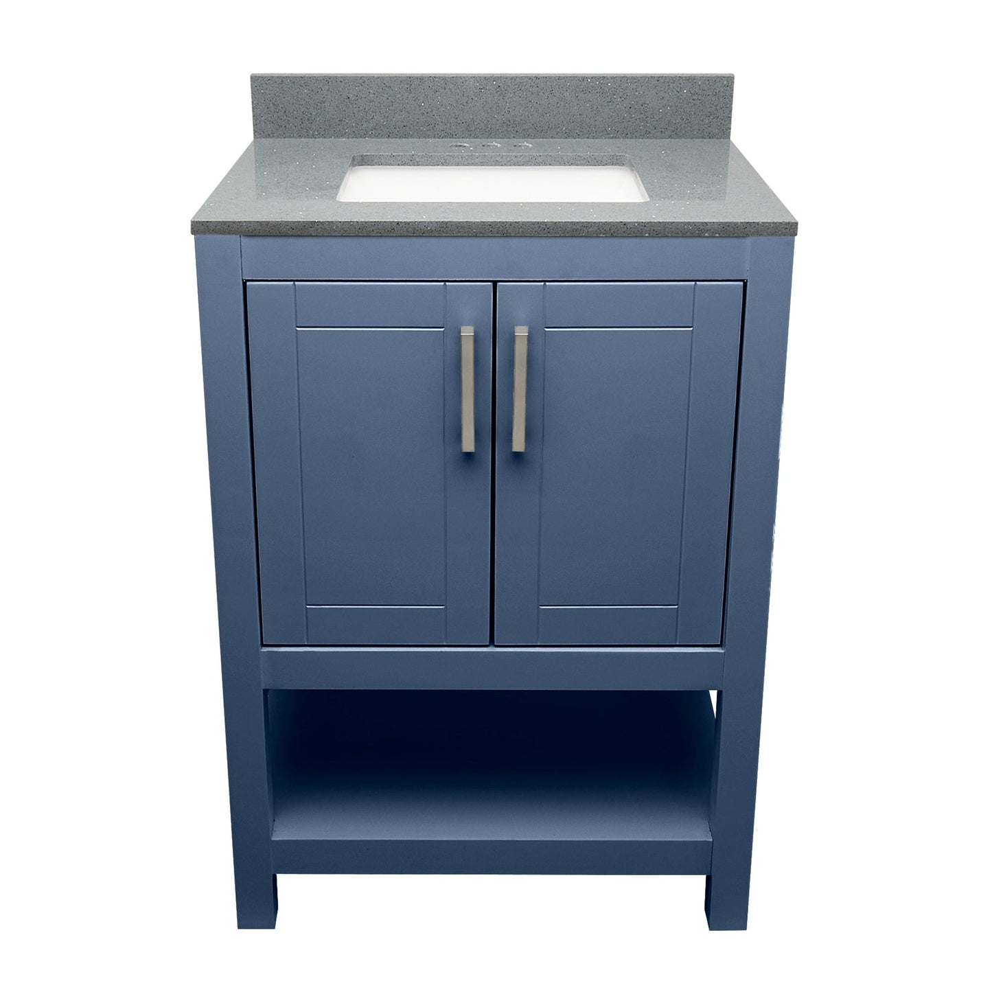 Ella's Bubbles Taos 25" Navy Blue Bathroom Vanity With Galaxy Gray Quartz Stone Top With Backsplash and Sink