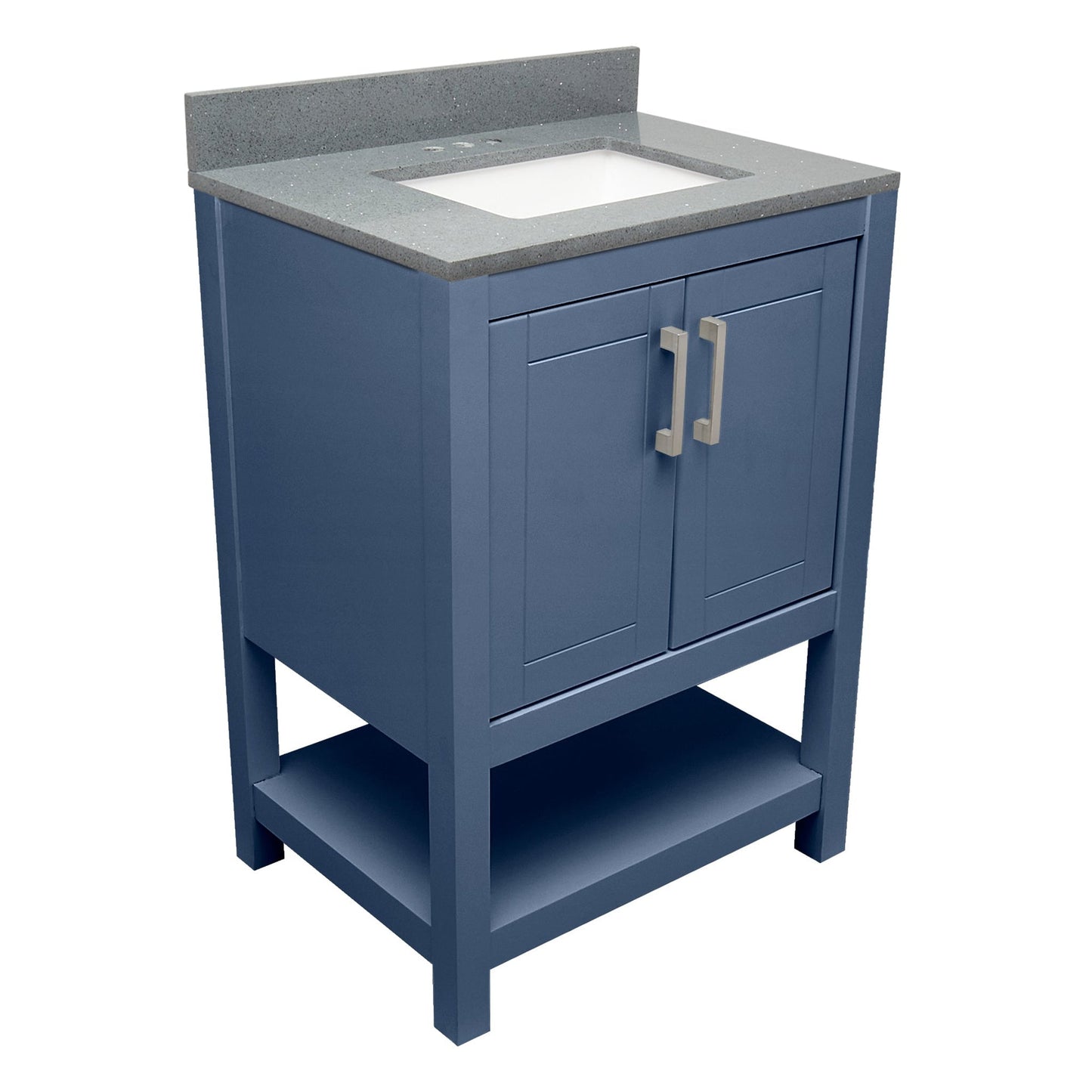 Ella's Bubbles Taos 25" Navy Blue Bathroom Vanity With Galaxy Gray Quartz Stone Top With Backsplash and Sink