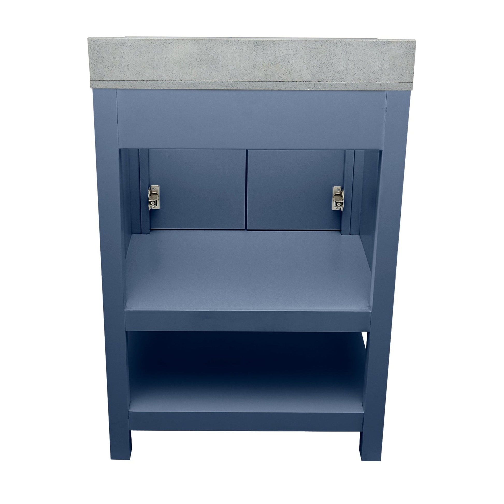 Ella's Bubbles Taos 25" Navy Blue Bathroom Vanity With Galaxy Gray Quartz Stone Top With Backsplash and Sink