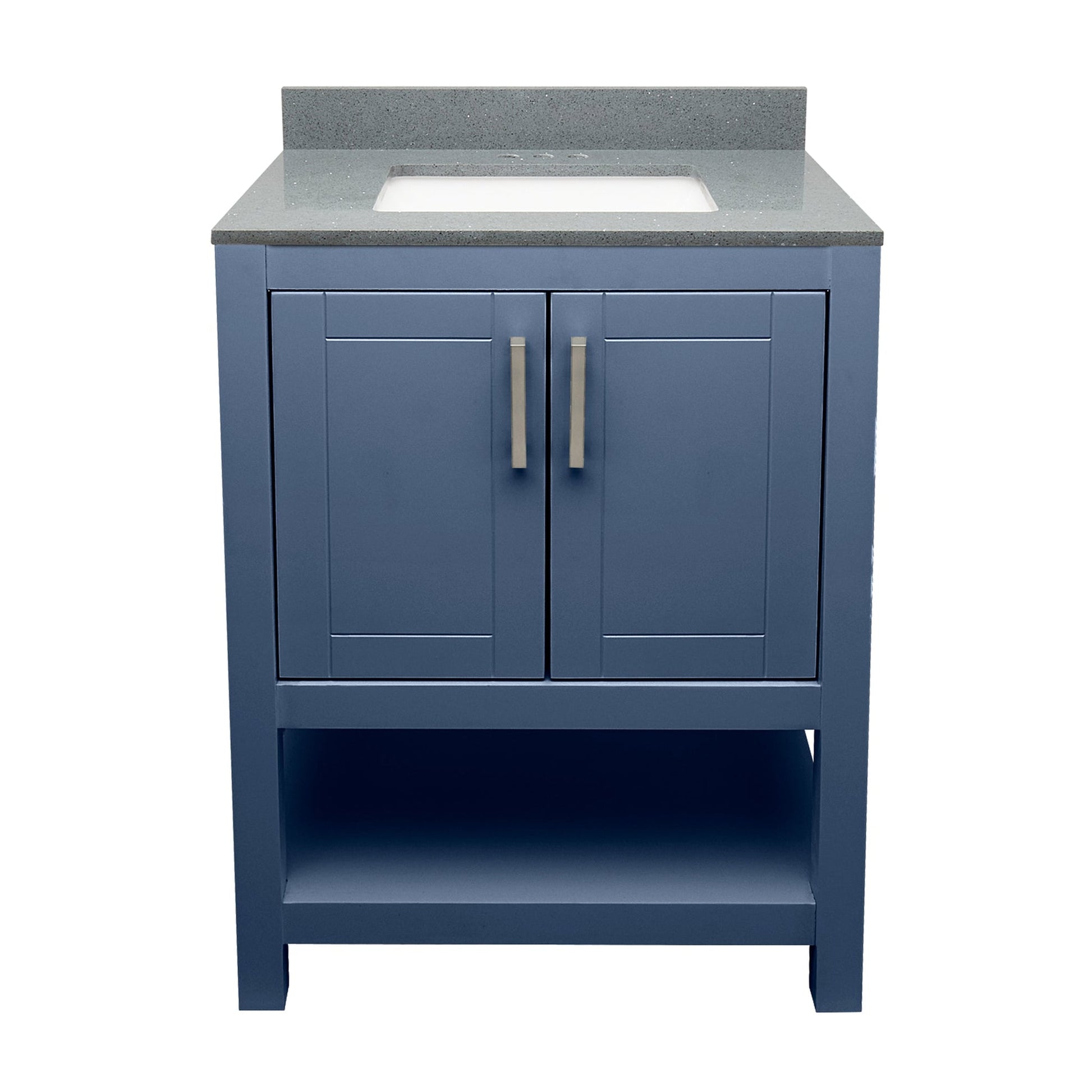 Ella's Bubbles Taos 25" Navy Blue Bathroom Vanity With Galaxy Gray Quartz Stone Top With Backsplash and Sink