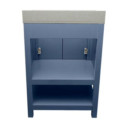 Ella's Bubbles Taos 25" Navy Blue Bathroom Vanity With Galaxy White Quartz Stone Top With Backsplash and Sink