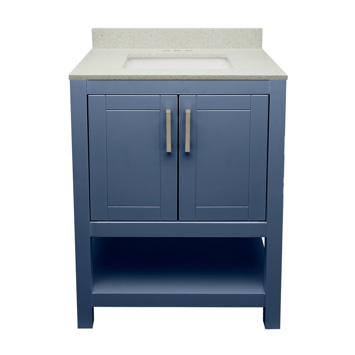 Ella's Bubbles Taos 25" Navy Blue Bathroom Vanity With Galaxy White Quartz Stone Top With Backsplash and Sink