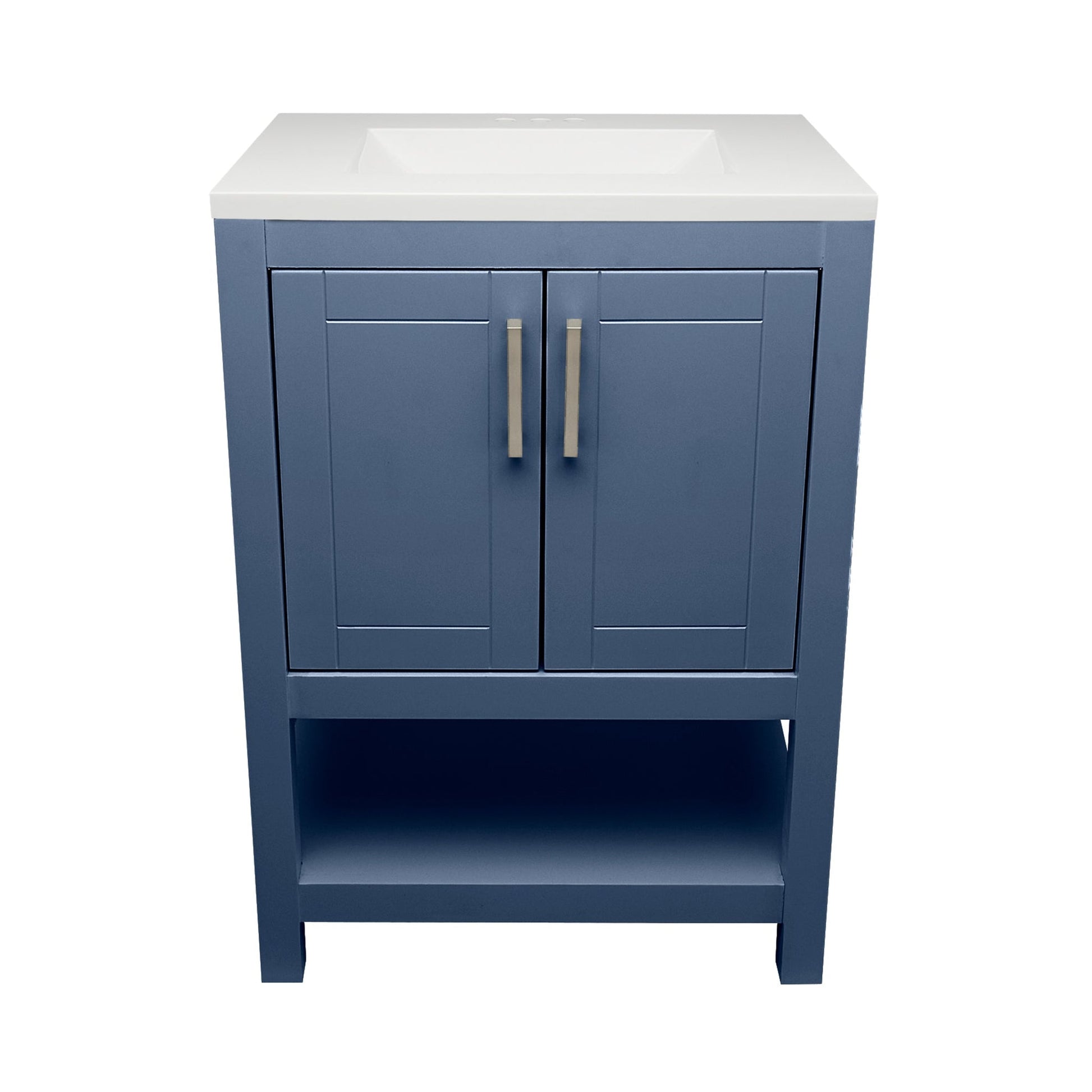 Ella's Bubbles Taos 25" Navy Blue Bathroom Vanity With White Cultured Marble Top and Sink