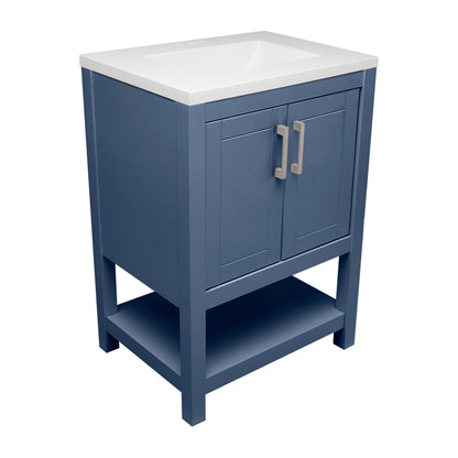Ella's Bubbles Taos 25" Navy Blue Bathroom Vanity With White Cultured Marble Top and Sink