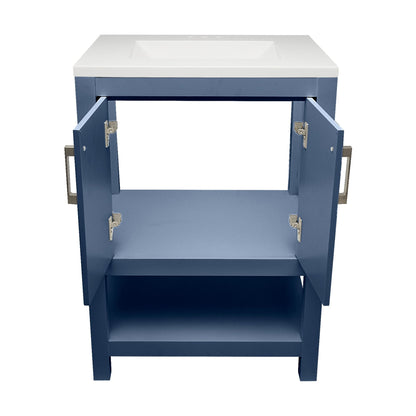 Ella's Bubbles Taos 25" Navy Blue Bathroom Vanity With White Cultured Marble Top and Sink