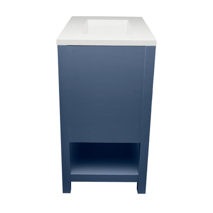 Ella's Bubbles Taos 25" Navy Blue Bathroom Vanity With White Cultured Marble Top and Sink