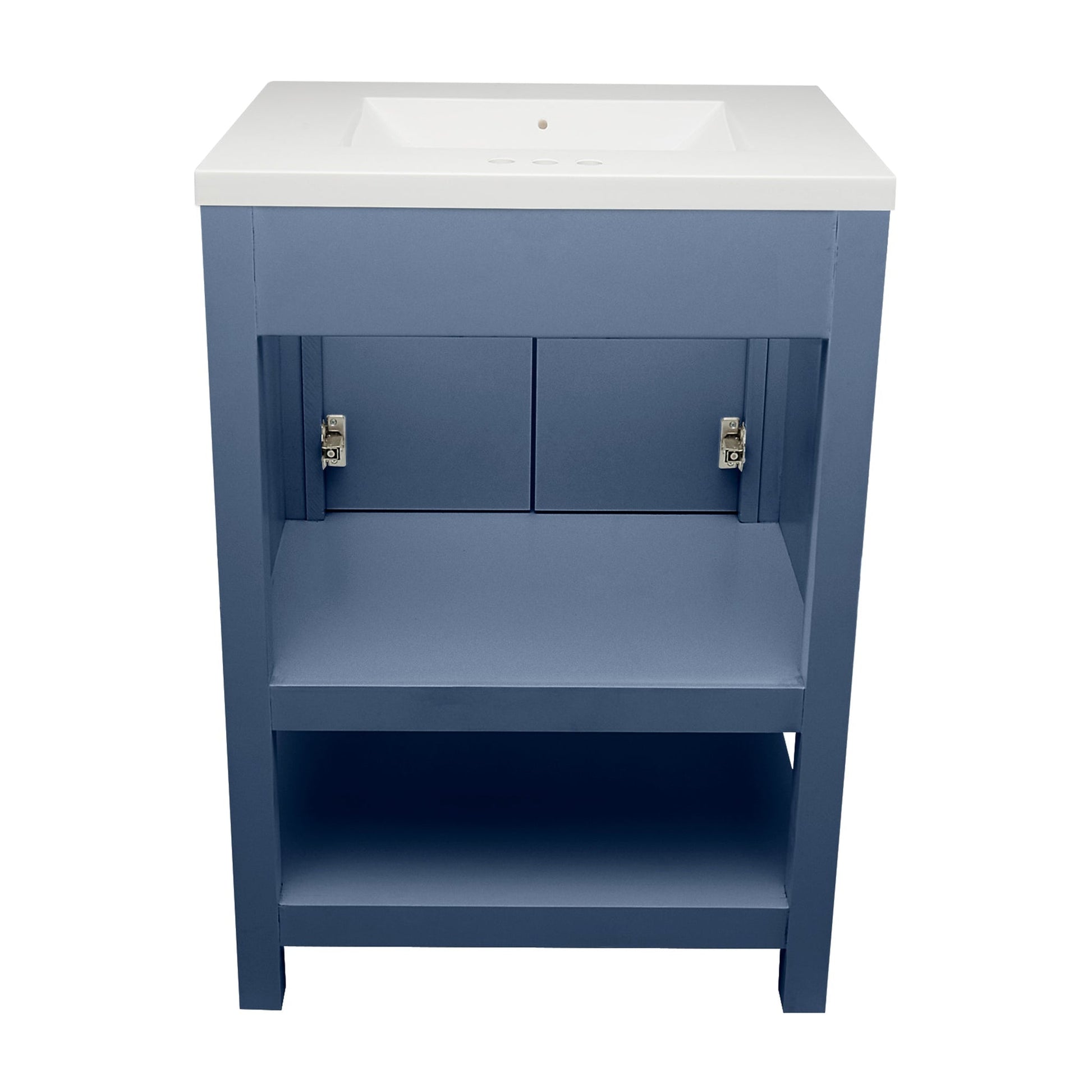 Ella's Bubbles Taos 25" Navy Blue Bathroom Vanity With White Cultured Marble Top and Sink