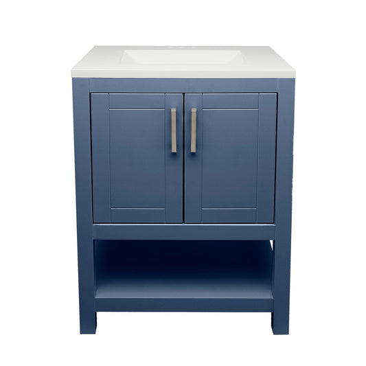 Ella's Bubbles Taos 25" Navy Blue Bathroom Vanity With White Cultured Marble Top and Sink