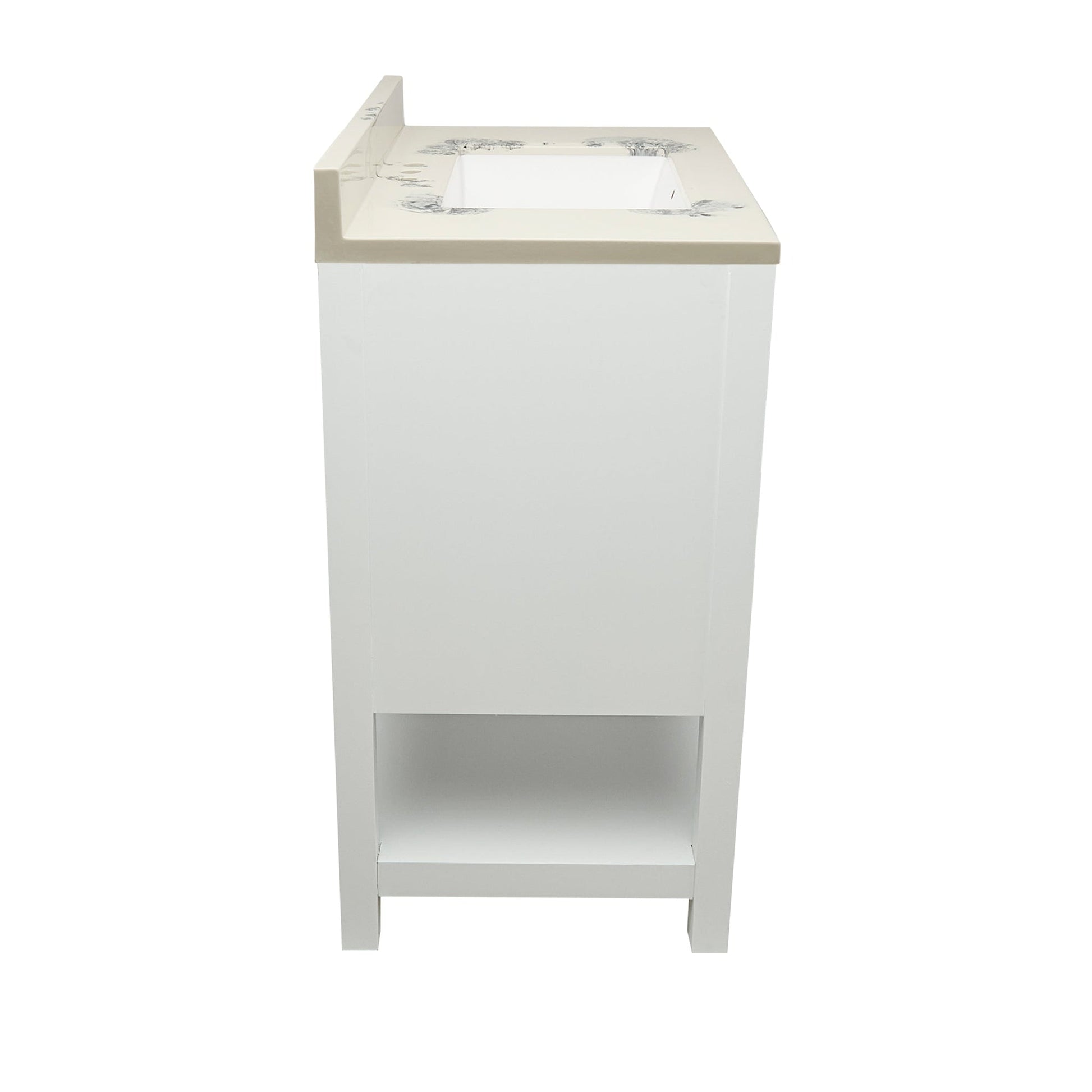 Ella's Bubbles Taos 25" White Bathroom Vanity With Carrara White Cultured Marble Top With Backsplash and Sink