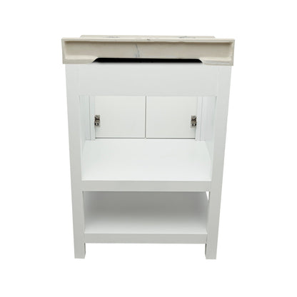 Ella's Bubbles Taos 25" White Bathroom Vanity With Carrara White Cultured Marble Top With Backsplash and Sink