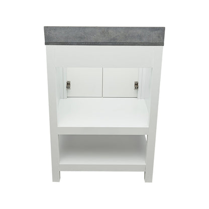 Ella's Bubbles Taos 25" White Bathroom Vanity With Galaxy Black Quartz Stone Top With Backsplash and Sink