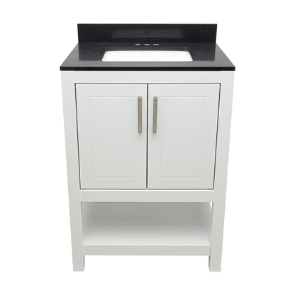 Ella's Bubbles Taos 25" White Bathroom Vanity With Galaxy Black Quartz Stone Top With Backsplash and Sink