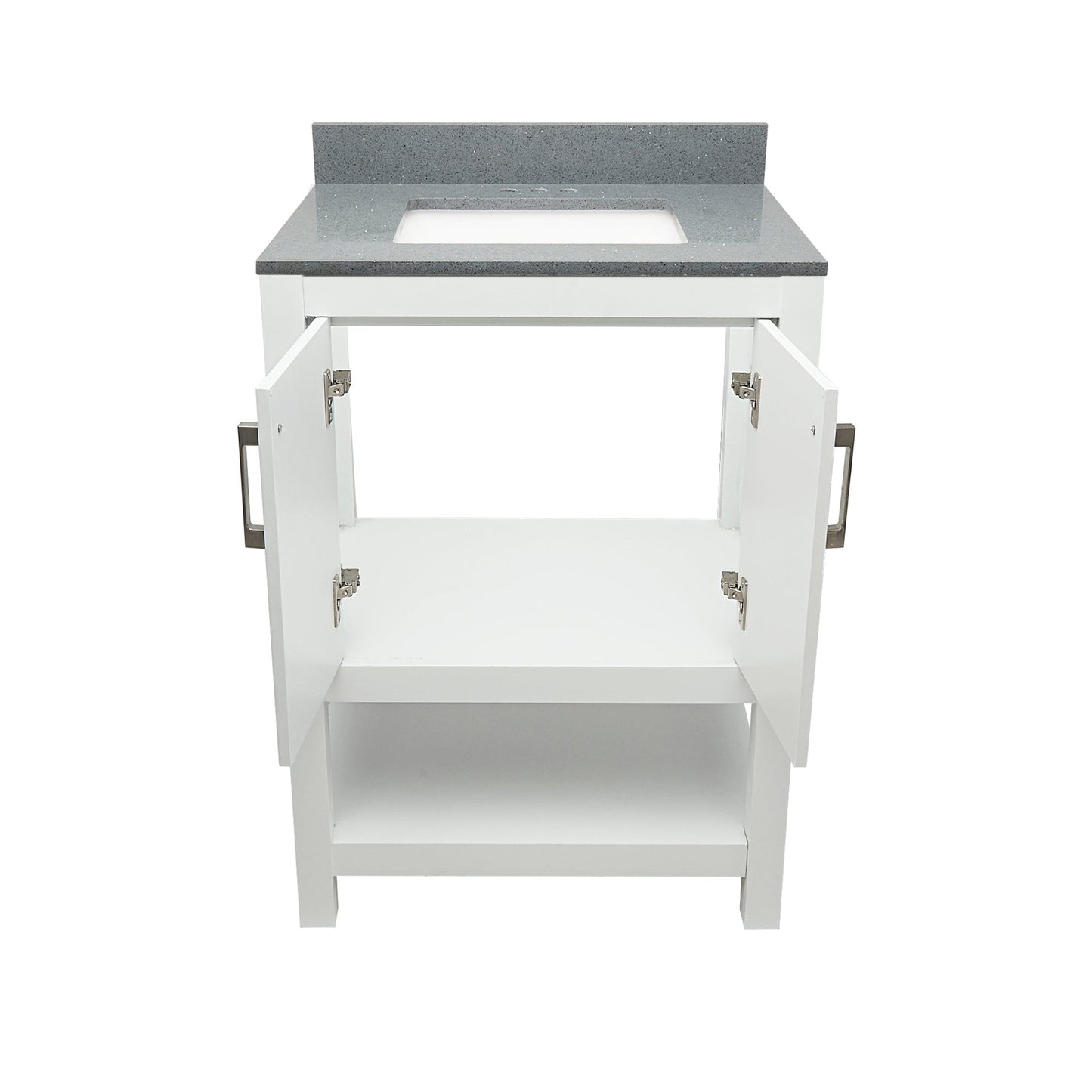 Ella's Bubbles Taos 25" White Bathroom Vanity With Galaxy Gray Quartz Stone Top With Backsplash and Sink