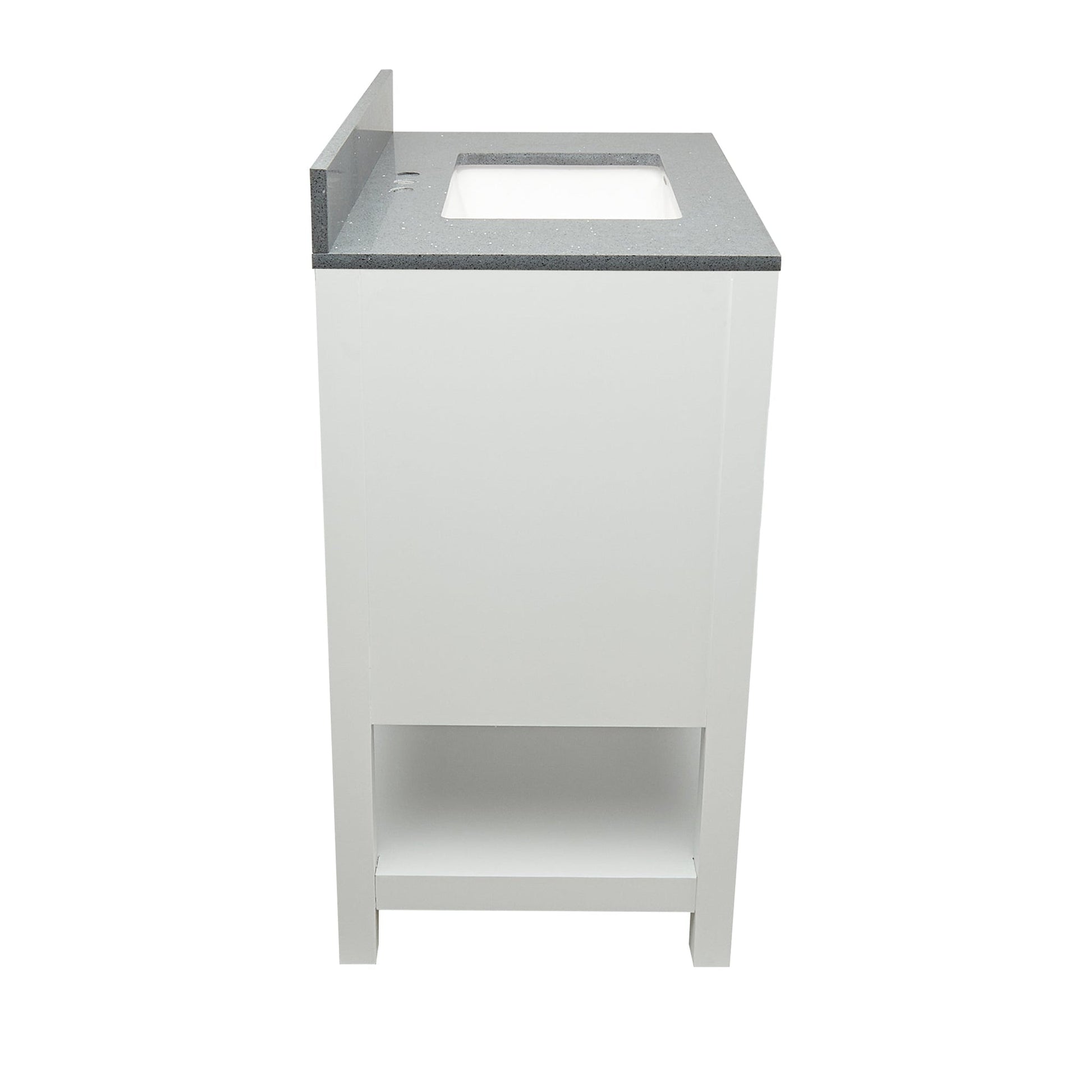 Ella's Bubbles Taos 25" White Bathroom Vanity With Galaxy Gray Quartz Stone Top With Backsplash and Sink