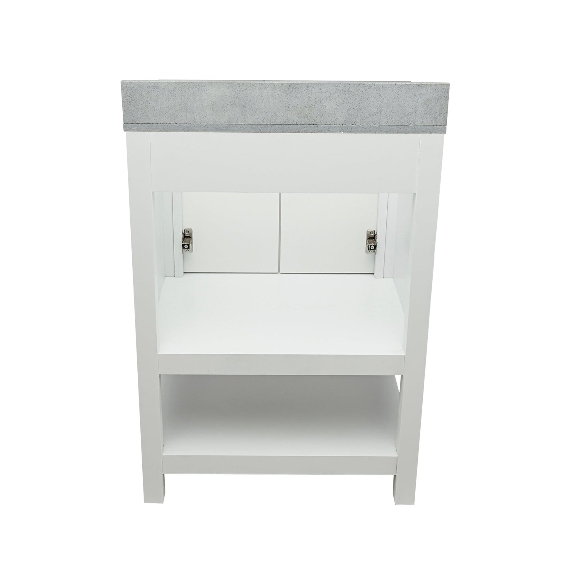 Ella's Bubbles Taos 25" White Bathroom Vanity With Galaxy Gray Quartz Stone Top With Backsplash and Sink