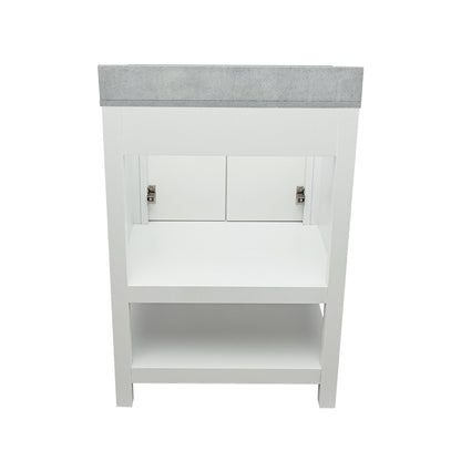 Ella's Bubbles Taos 25" White Bathroom Vanity With Galaxy Gray Quartz Stone Top With Backsplash and Sink