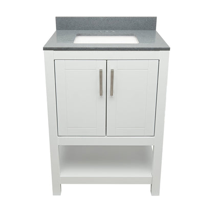 Ella's Bubbles Taos 25" White Bathroom Vanity With Galaxy Gray Quartz Stone Top With Backsplash and Sink