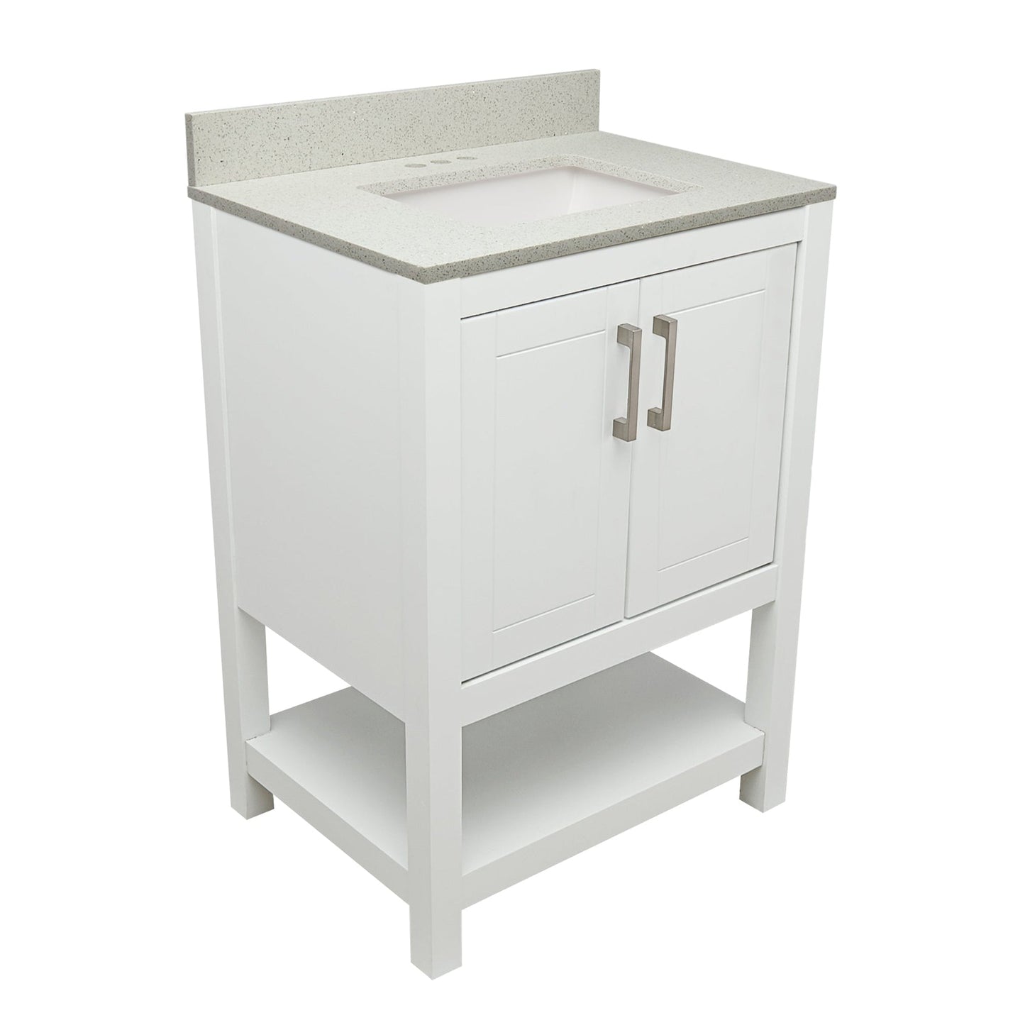 Ella's Bubbles Taos 25" White Bathroom Vanity With Galaxy White Quartz Stone Top With Backsplash and Sink