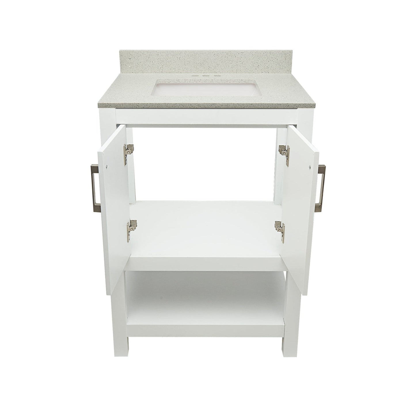 Ella's Bubbles Taos 25" White Bathroom Vanity With Galaxy White Quartz Stone Top With Backsplash and Sink