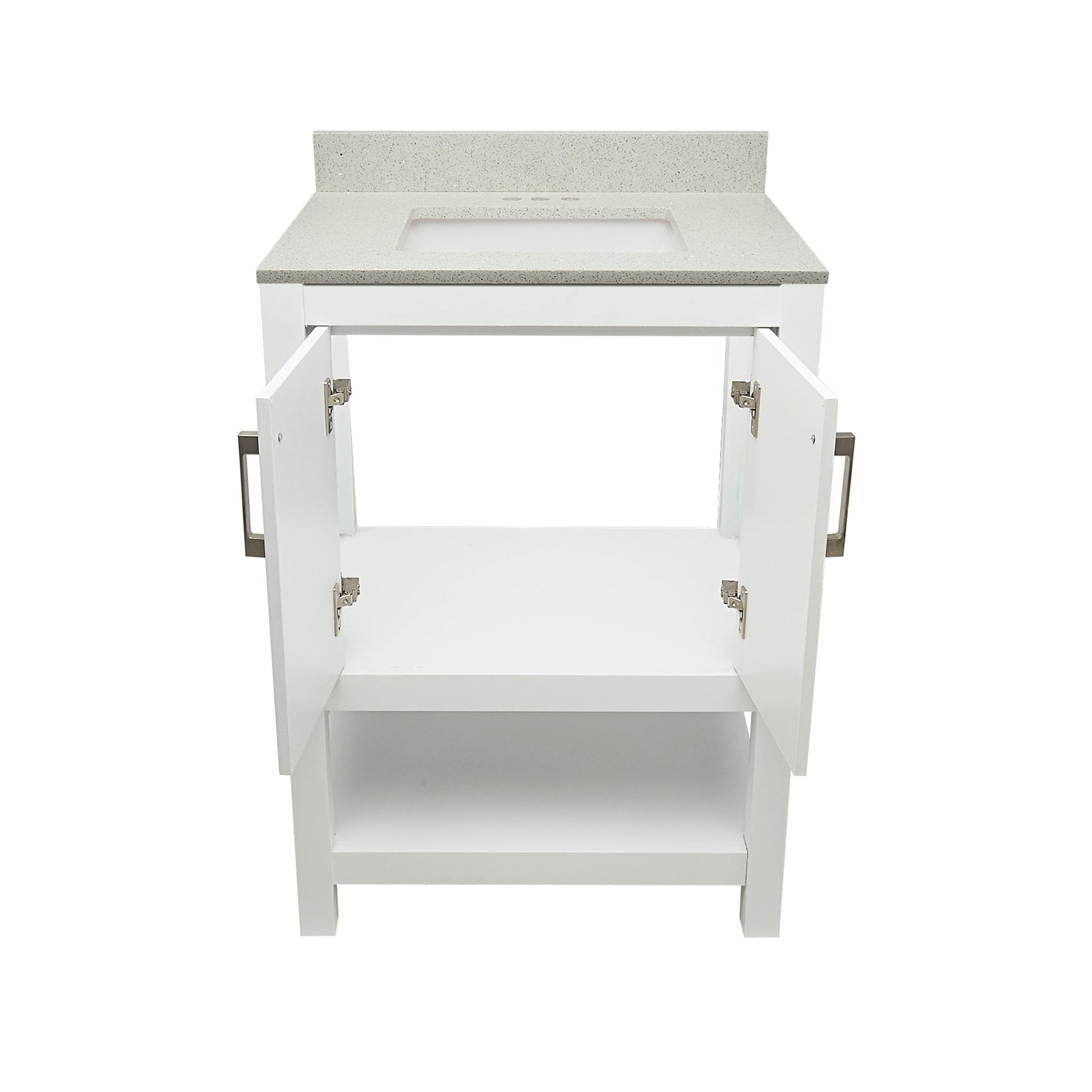 Ella's Bubbles Taos 25" White Bathroom Vanity With Galaxy White Quartz Stone Top With Backsplash and Sink