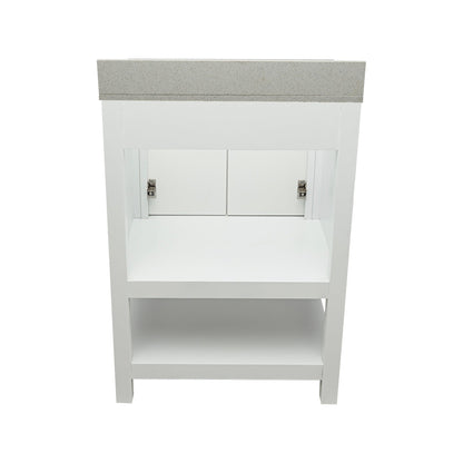 Ella's Bubbles Taos 25" White Bathroom Vanity With Galaxy White Quartz Stone Top With Backsplash and Sink