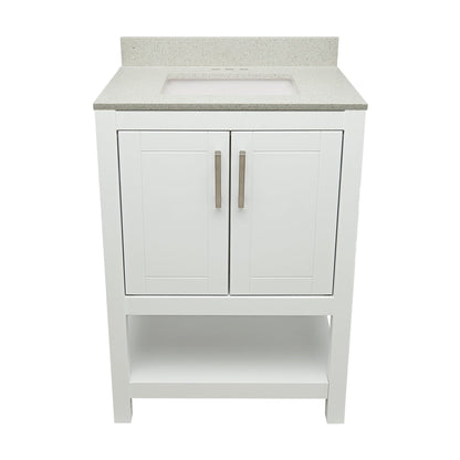 Ella's Bubbles Taos 25" White Bathroom Vanity With Galaxy White Quartz Stone Top With Backsplash and Sink