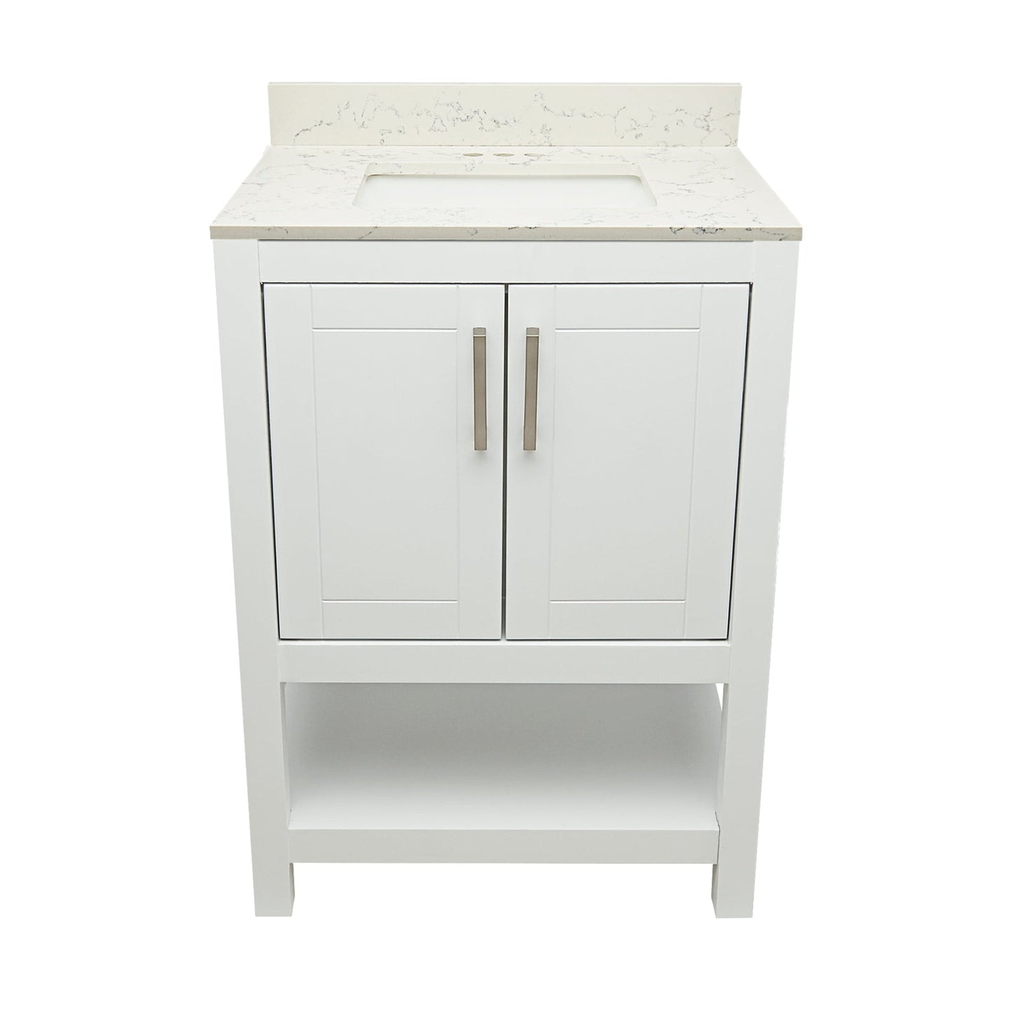 Ella's Bubbles Taos 25" White Bathroom Vanity With Lyra White Quartz Stone Top With Backsplash and Sink