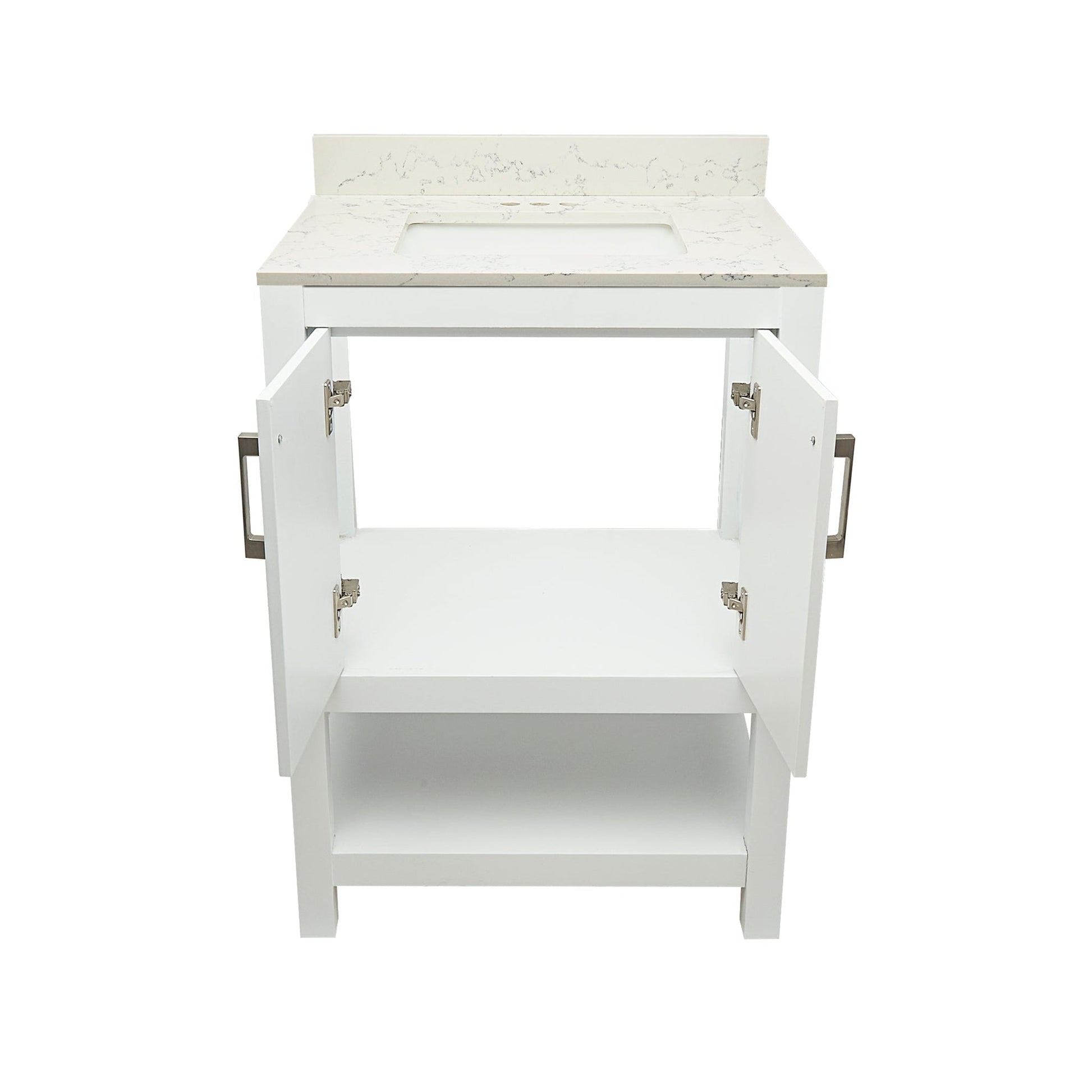 Ella's Bubbles Taos 25" White Bathroom Vanity With Lyra White Quartz Stone Top With Backsplash and Sink