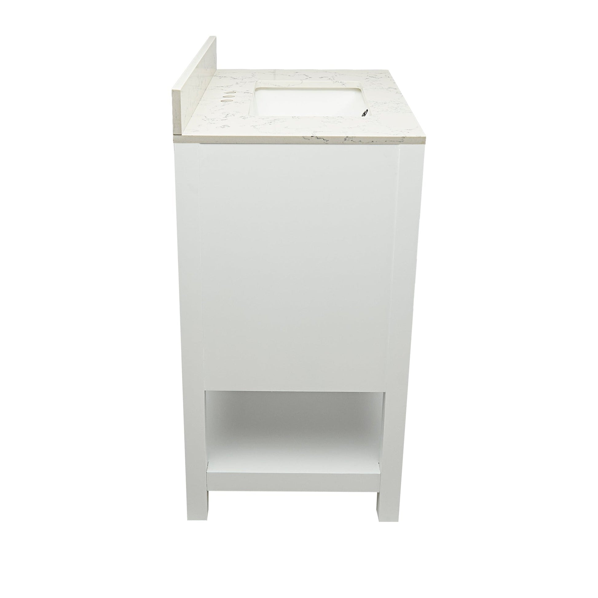 Ella's Bubbles Taos 25" White Bathroom Vanity With Lyra White Quartz Stone Top With Backsplash and Sink