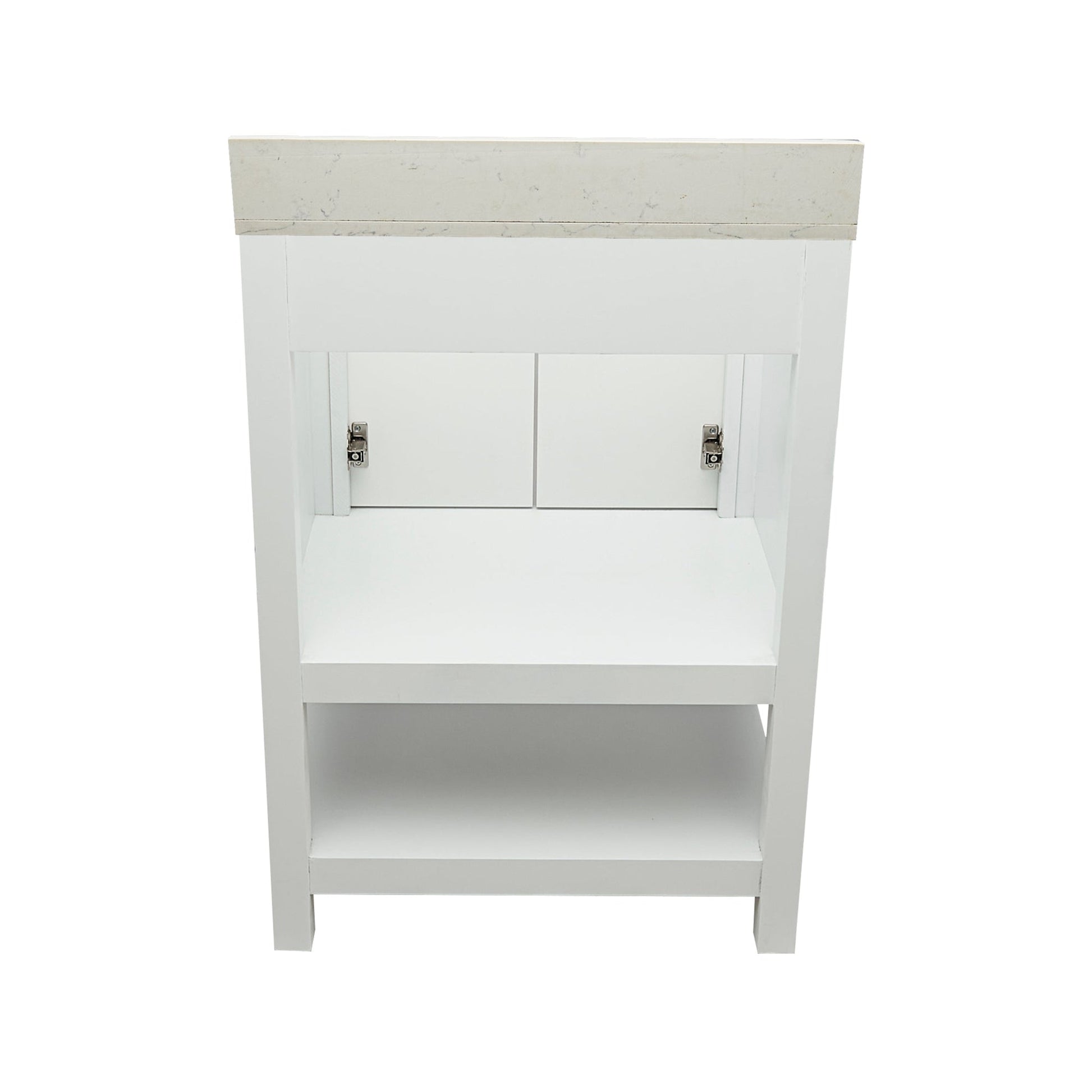 Ella's Bubbles Taos 25" White Bathroom Vanity With Lyra White Quartz Stone Top With Backsplash and Sink