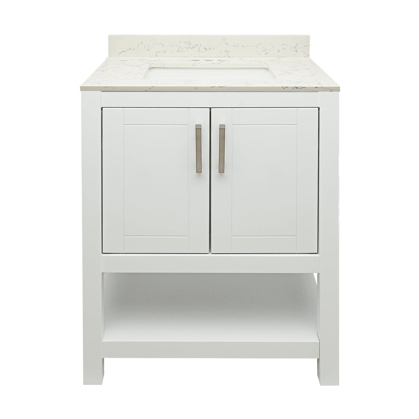 Ella's Bubbles Taos 25" White Bathroom Vanity With Lyra White Quartz Stone Top With Backsplash and Sink