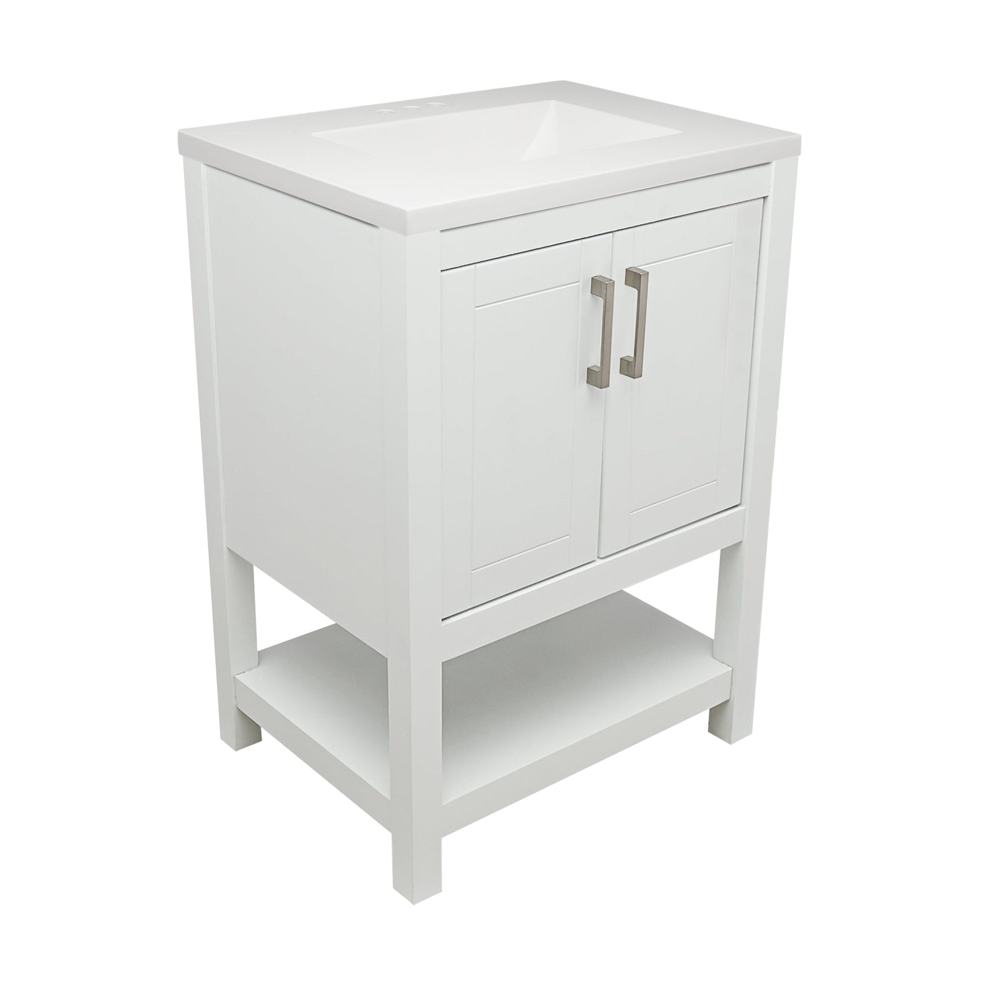 Ella's Bubbles Taos 25" White Bathroom Vanity With White Cultured Marble Top and Sink