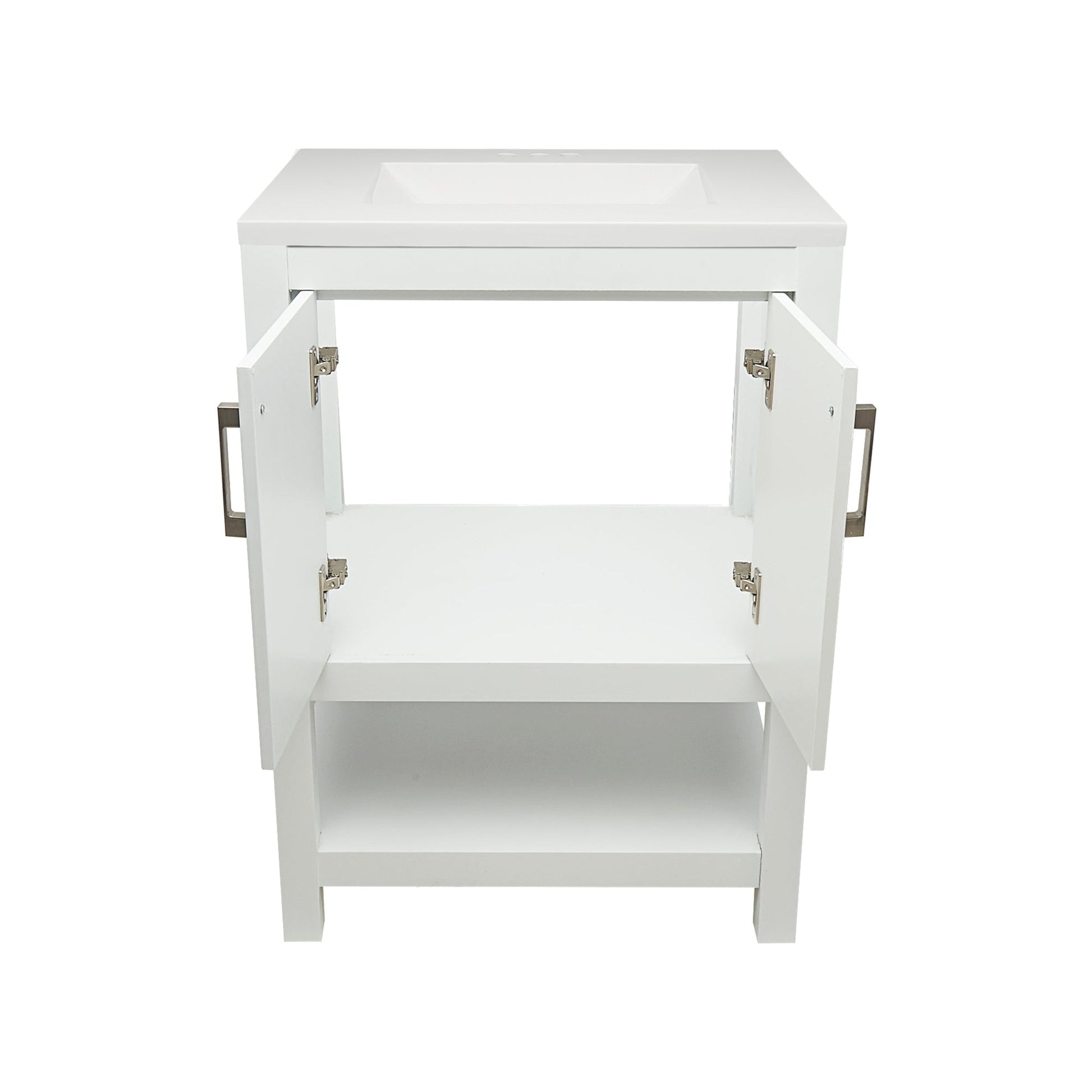 Ella's Bubbles Taos 25" White Bathroom Vanity With White Cultured Marble Top and Sink