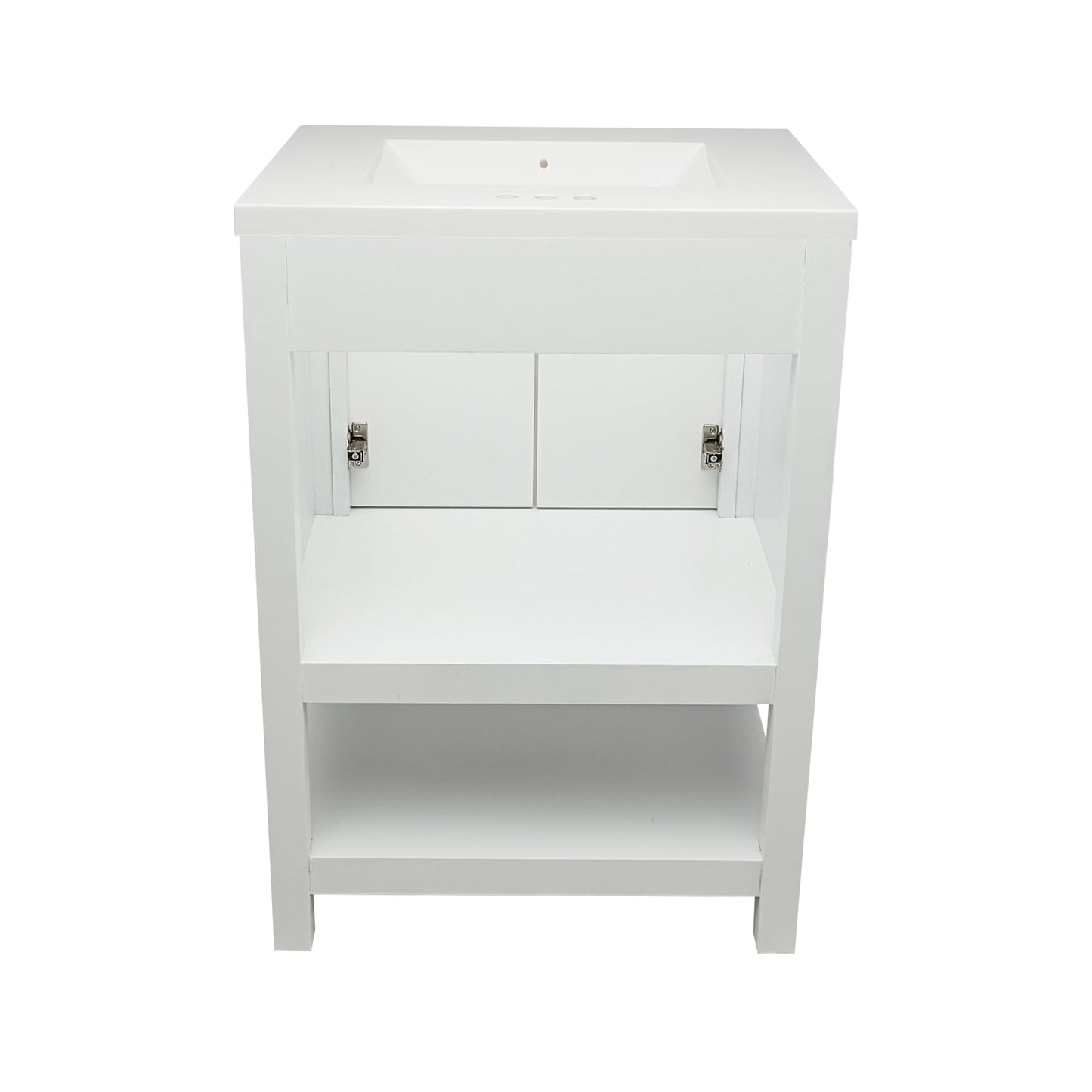 Ella's Bubbles Taos 25" White Bathroom Vanity With White Cultured Marble Top and Sink