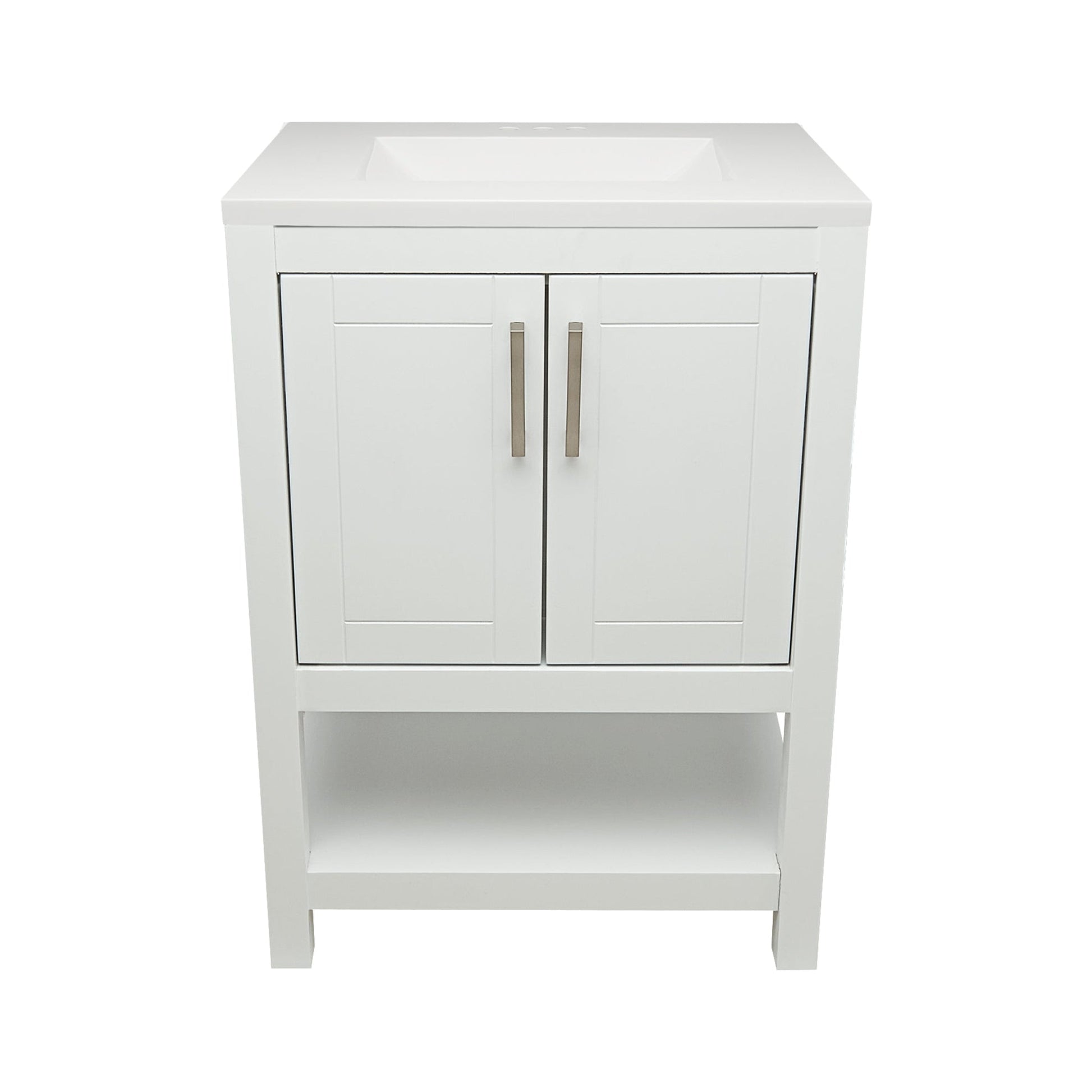 Ella's Bubbles Taos 25" White Bathroom Vanity With White Cultured Marble Top and Sink