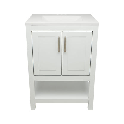 Ella's Bubbles Taos 25" White Bathroom Vanity With White Cultured Marble Top and Sink