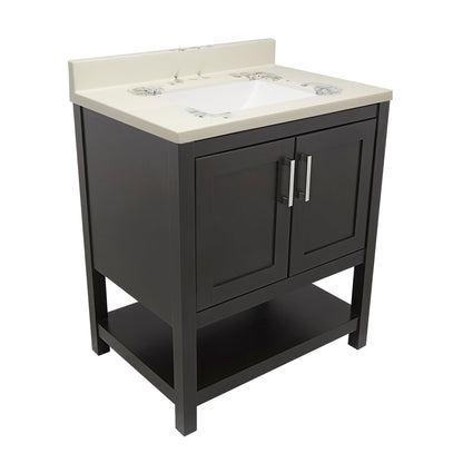 Ella's Bubbles Taos 31" Espresso Bathroom Vanity With Carrara White Cultured Marble Top With Backsplash and Sink